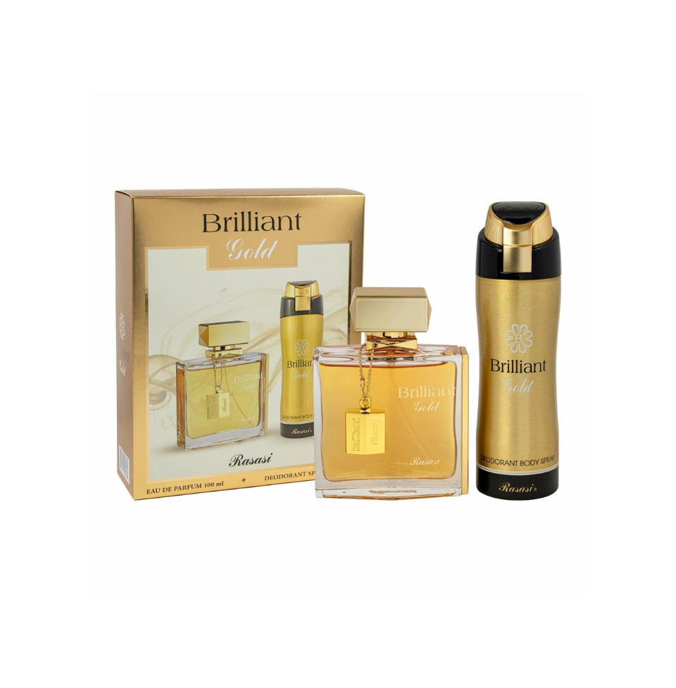 Rasasi Brilliant Gold Eau De Parfum 100ml For Men Gift Set